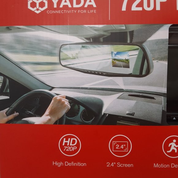 Yada RoadCam 720P Mirror Camera, 120-Degree Wide Angle Lens, G-Sensor Technology - Picture 2 of 11